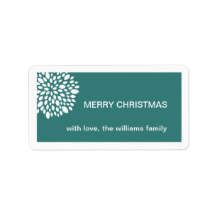 Christmas Flower Holiday Gift Tag-teal Label