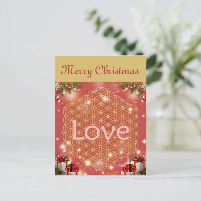 Christmas flower of life gift love  holiday postcard (Standing Front)