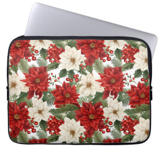 Christmas Flower Seamless Pattern Laptop Sleeve