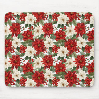 Christmas Flower Seamless Pattern Mouse Mat