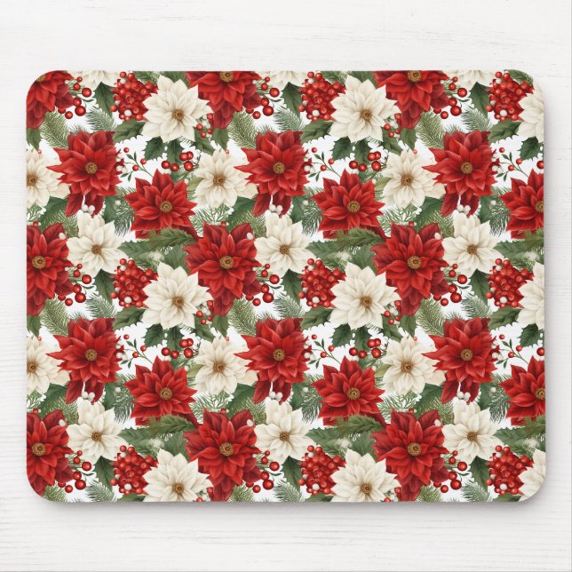 Christmas Flower Seamless Pattern Mouse Mat (Front)