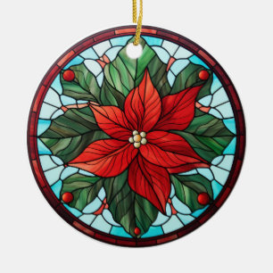 Christmas flower stained glass style ceramic tree decoration