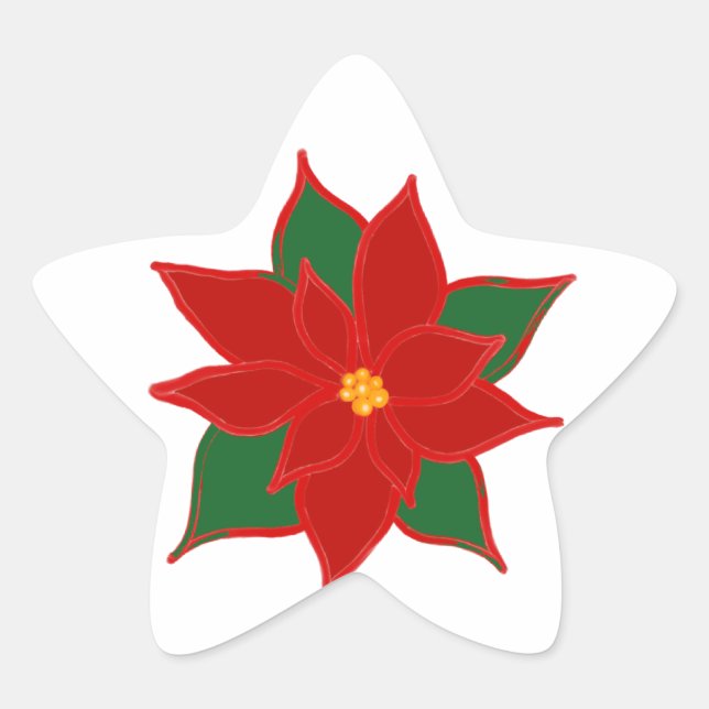 Christmas flower star sticker (Front)
