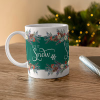 Christmas flowers border-Let it snow typography 2