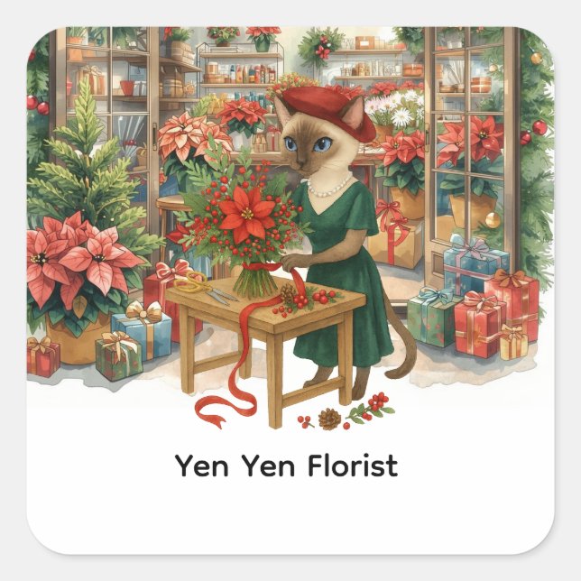 Christmas flowers by Cat Florist  Square Sticker (Front)