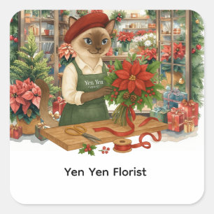 Christmas flowers by Cat Florist  Square Sticker