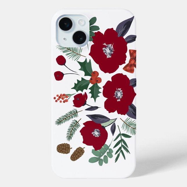 Christmas Flowers  Case-Mate iPhone Case (Pretty Red Holiday Flowers iPhone Case!)