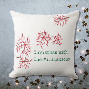 Christmas flowers custom red green white festive cushion