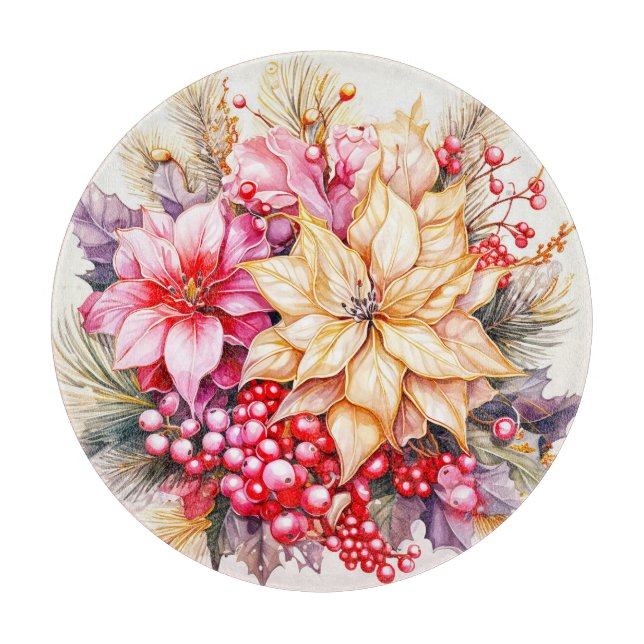 Christmas flowers cutting board (Front)