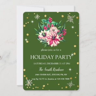 Christmas Flowers Diamonds cute Invitation