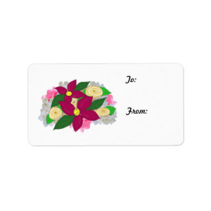 Christmas Flowers Gift Tag Label