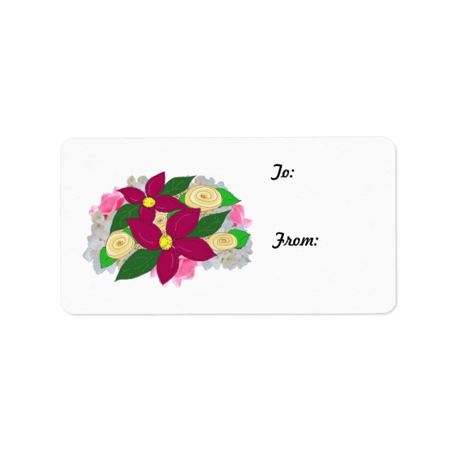 Christmas Flowers Gift Tag Label (Front)
