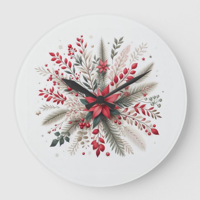 Christmas flowers large clock (Front)