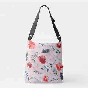 Christmas Flowers Leaves Boho Pattern Crossbody Bag