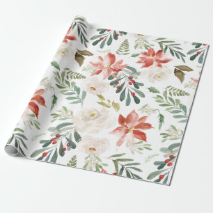 Christmas Flowers Pattern Wrapping Paper