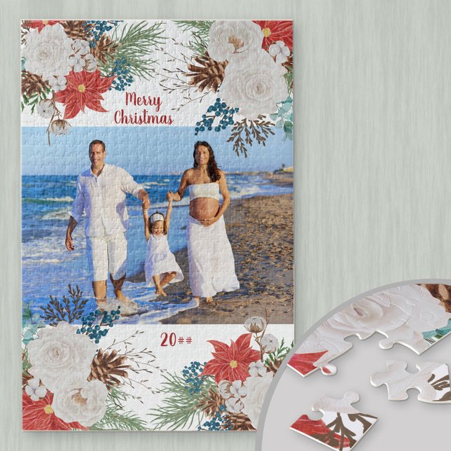 Christmas Flowers Personalized Photo Jigsaw Puzzle (Creator Uploaded)