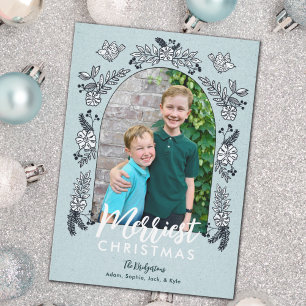 Christmas Flowers Photo Arch Cute Holiday Card