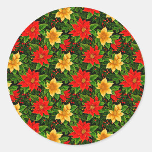 Christmas Flowers Seamless Pattern-69956 Classic Round Sticker