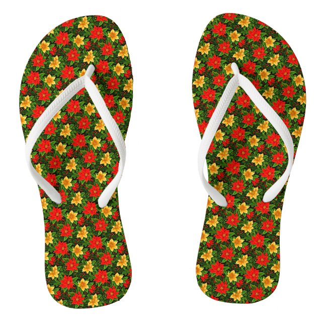 Christmas Flowers Seamless Pattern-69956  Flip Flops (Footbed)