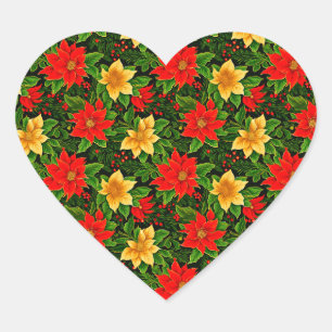 Christmas Flowers Seamless Pattern-69956 Heart Sticker