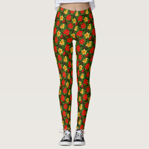 Christmas Flowers Seamless Pattern-69956 Leggings