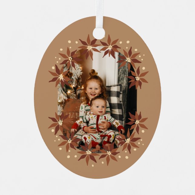 Christmas flowers terracotta photo frame  metal tree decoration (Front)
