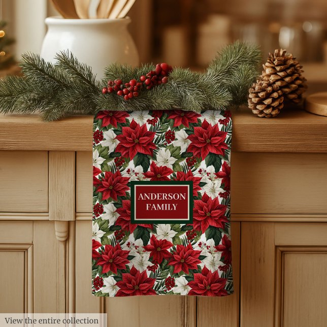 Christmas Flowers Towel Elegant Kitchen Mum Gift (Christmas Flowers Towel Elegant Kitchen Mom Gift)