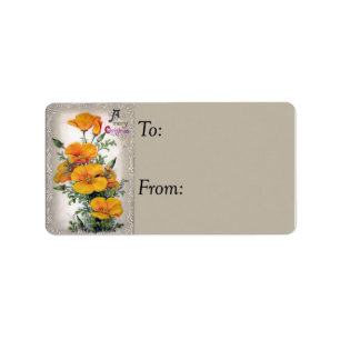 Christmas Flowers Vintage Gift Tag