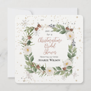 Christmas Flowers Wreath Bridal Shower Invitation