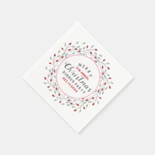 Christmas Flowers Wreath Christmas Typography Napkin