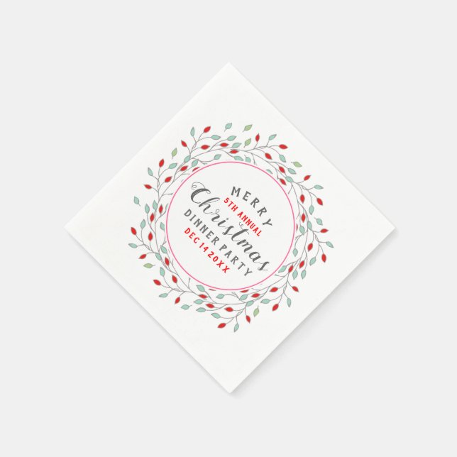 Christmas Flowers Wreath Christmas Typography Napkin (Corner)