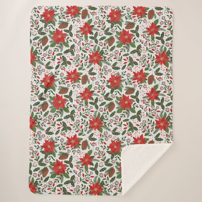 Christmas flowres sherpa blanket (Front)