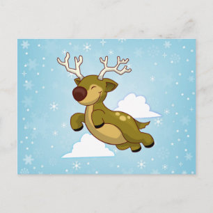 Christmas Flying Reindeer Holiday Postcard