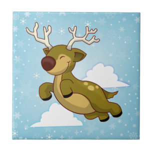 Christmas Flying Reindeer Tile