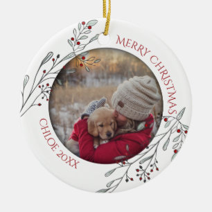 Christmas Foliage and Berries Ceramic Tree Decoration