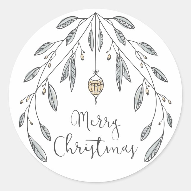 Christmas Foliage and Berries Classic Round Sticker (Front)