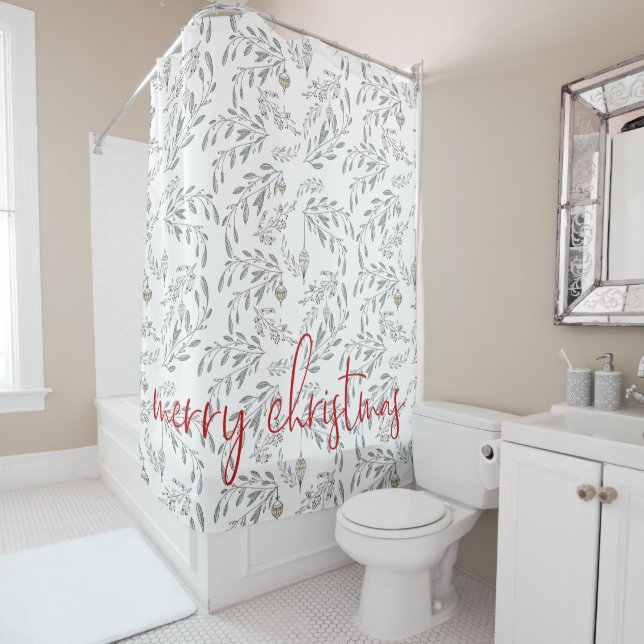 Christmas Foliage and Berries Shower Curtain (In Situ)