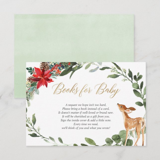 Christmas foliage baby deer book request insert (Front/Back)