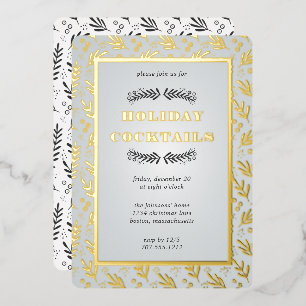 Christmas Foliage Berry Garden   Foil Invitation