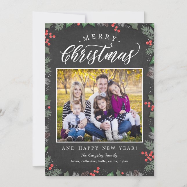 Christmas Foliage EDITABLE BACKGROUND Holiday Card (Front)