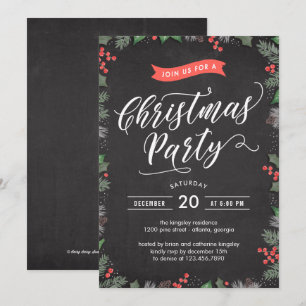 Christmas Foliage EDITABLE COLOR Party Invitation