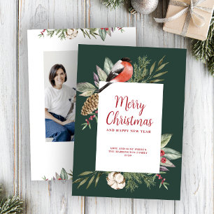 Christmas Foliage Green Photo Holiday Card