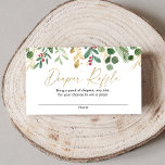 Christmas foliage greenery gold red diaper raffle enclosure card<br><div class="desc">For more advanced customization of this design,  simply select the "Customize It" button above!</div>