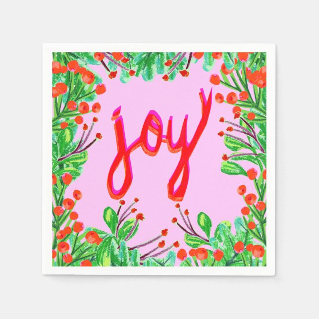 Christmas Foliage - Joy Napkin (Front)