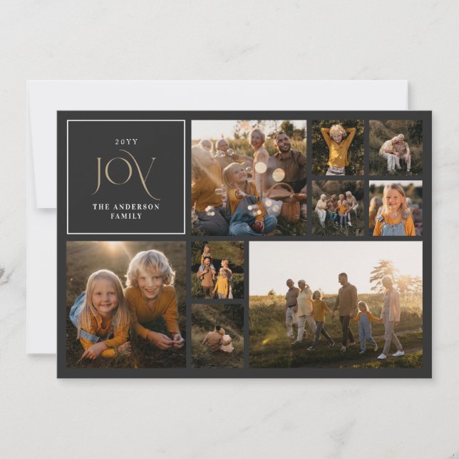 Christmas foliage joy watercolor botanical photo holiday card (Front)