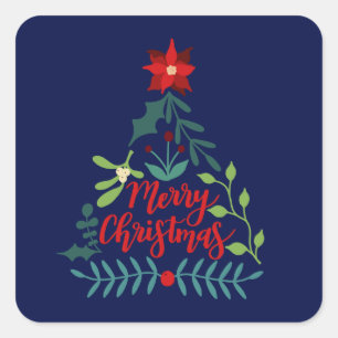 Christmas Foliage Leave Square Sticker