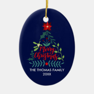 Christmas Foliage Leaves Ceramic Tree Decoration