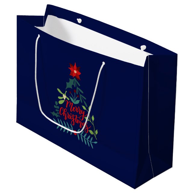 Christmas Foliage Leaves Large Gift Bag (Front Angled)