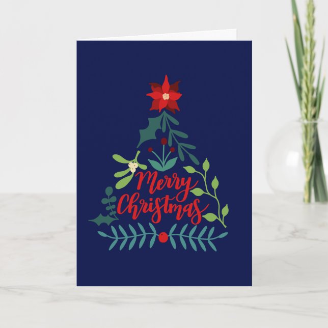 Christmas Foliage Leaves Tree  Holiday Card (Front)