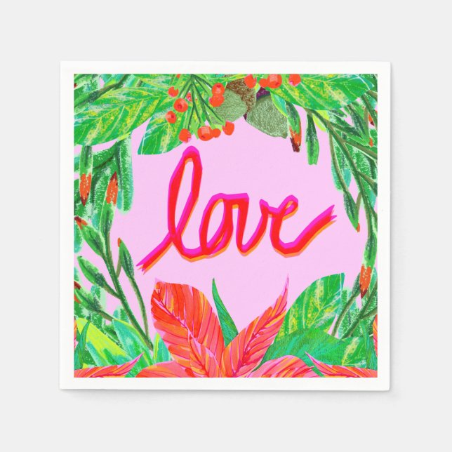 Christmas Foliage - Love Napkin (Front)